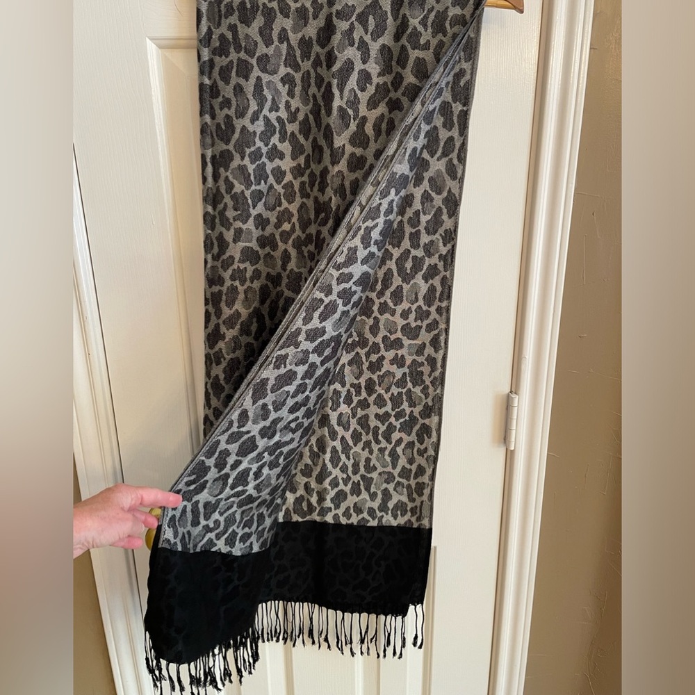 Black and Grey Animal Print Scarf